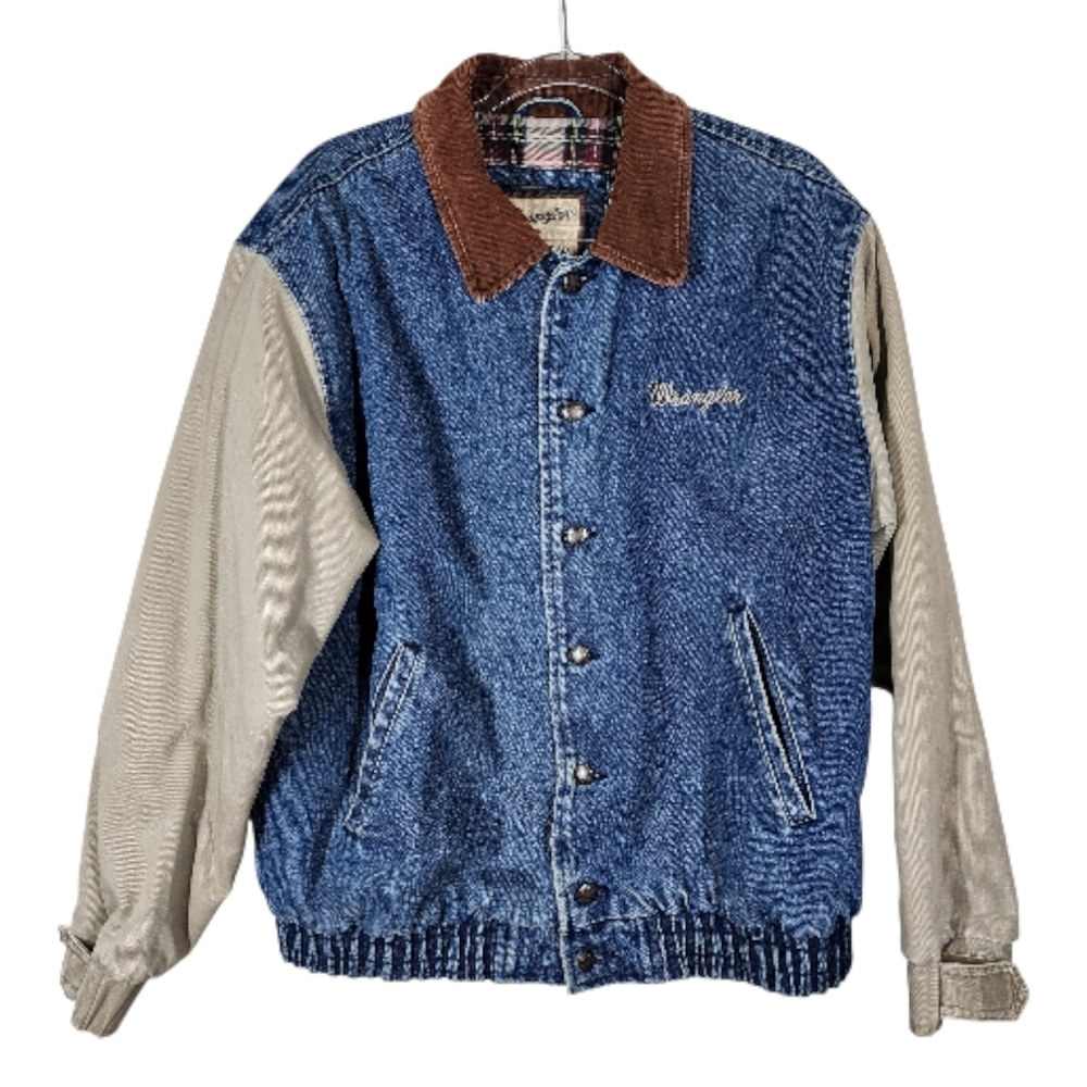 WRANGLER MIXED-MATERIAL BOMBER/VARSITY STYLE JACKET - Picture 3 of 12